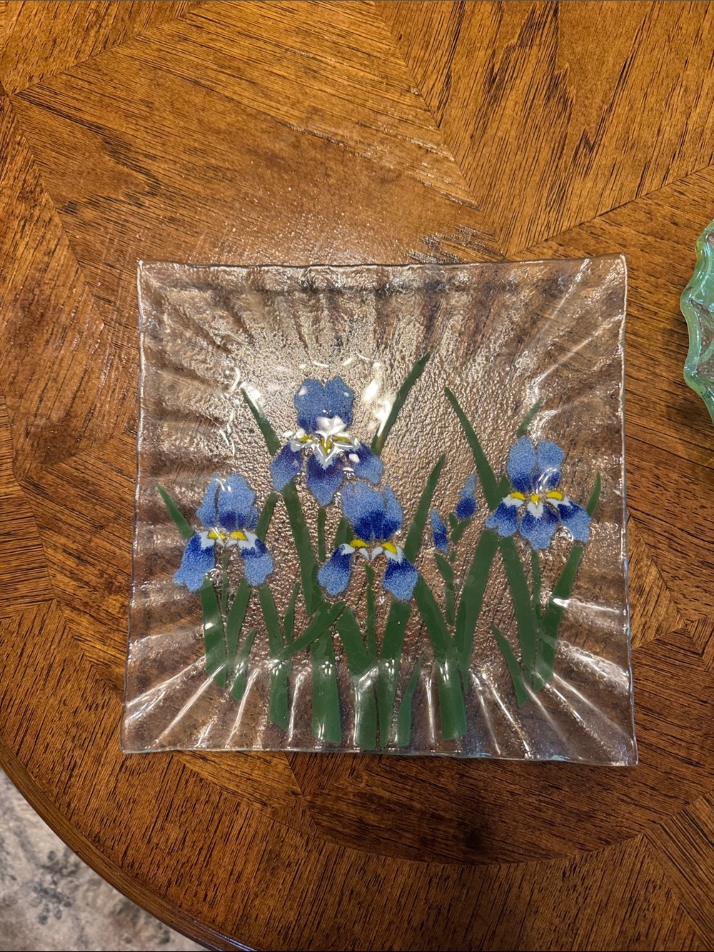 Handcrafted Floral Glass Pieces Set of 2 - Picture 2 of 5